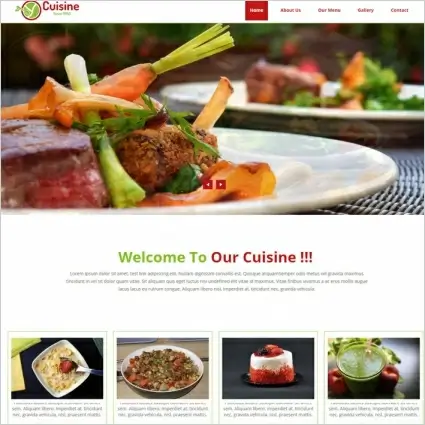 restaurant website template with menu