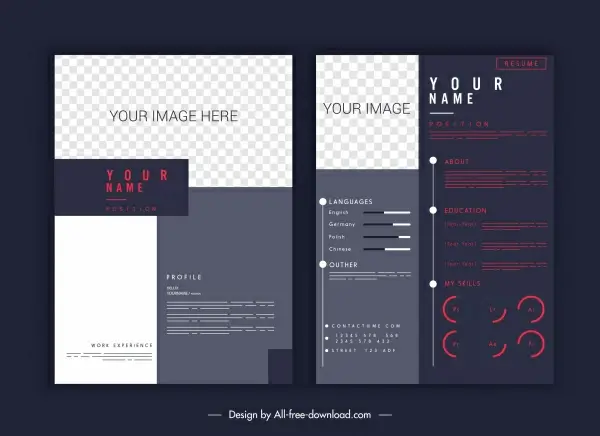 resume inforgraphic template contrasted modern elegant decor