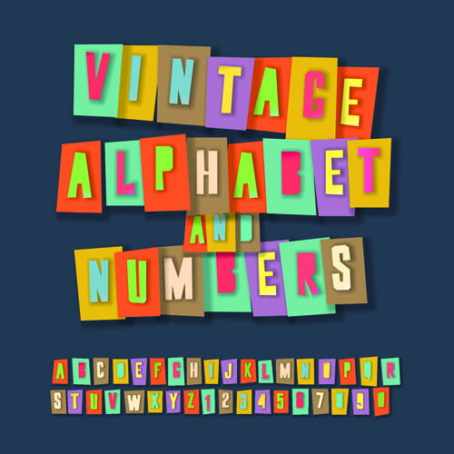 retro alphabet set vector
