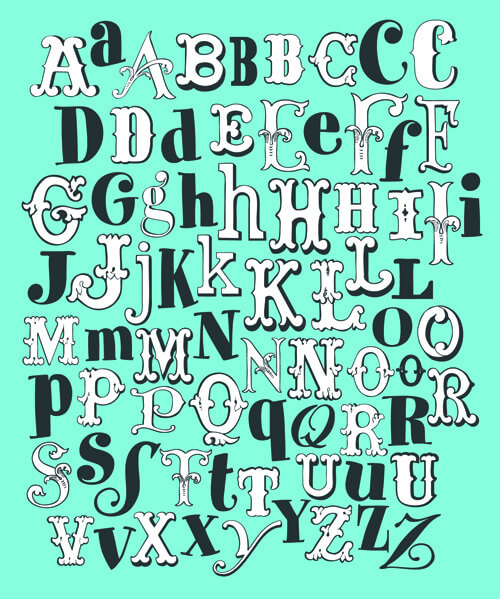 retro alphabet set vector
