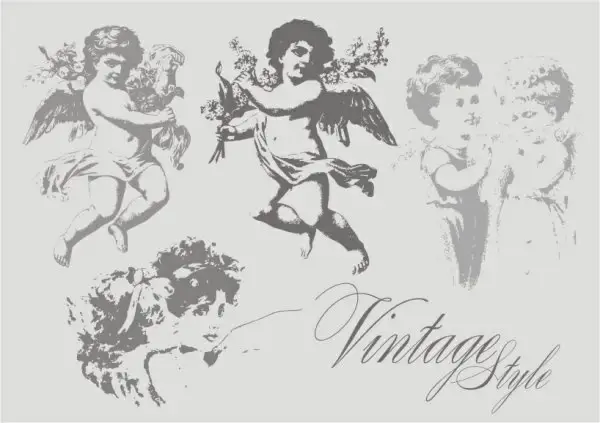 angel icons collection black white classical style
