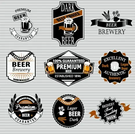 retro beer labels vectors set