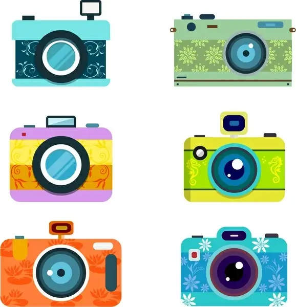 retro cameras collection various decoration types