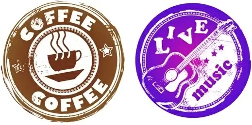 retro coffee and music theme circular pattern vector