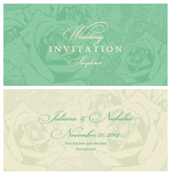 retro floral wedding invitation cards vector