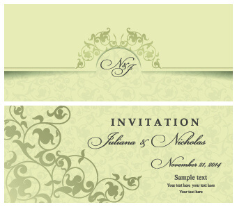 retro floral wedding invitation cards vector