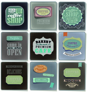retro food labels illustration vector