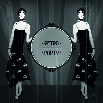 retro party cover and girl vector