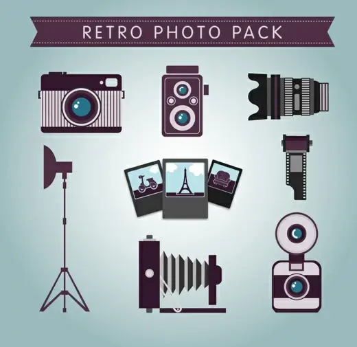 retro photo pack vector