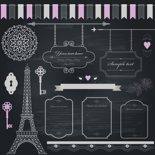 retro ribbon with border and frame ornaments vector