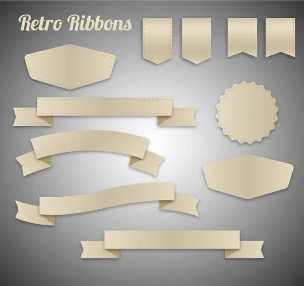 retro ribbons vector illustration with various shapes
