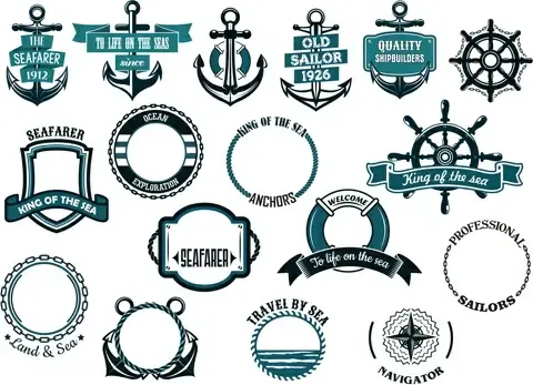retro styles nautical labels vector