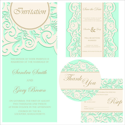 retro wedding invitation cards design