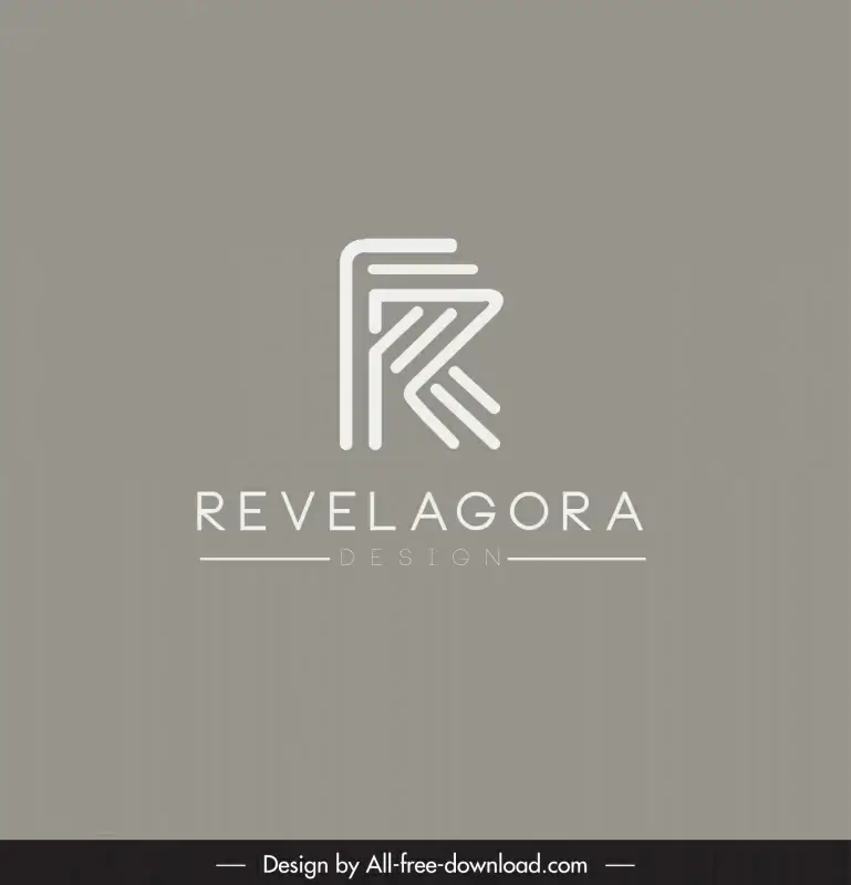 revelagora logotype elegant flat stylized texts lines decor
