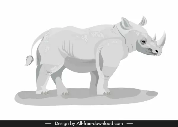 rhino icon modern bright grey sketch