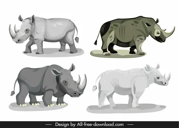 rhino species icons grey sketch