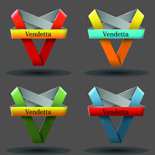 ribbon shape logos design elements vector