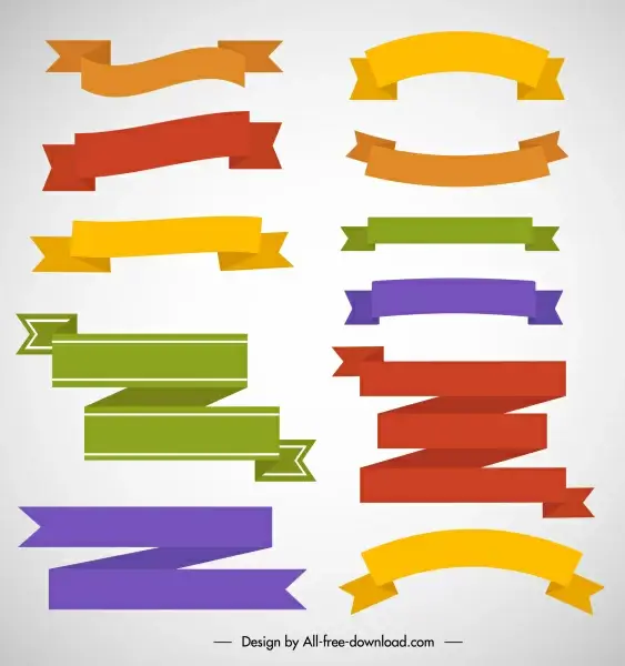 ribbon templates colorful classical shapes design
