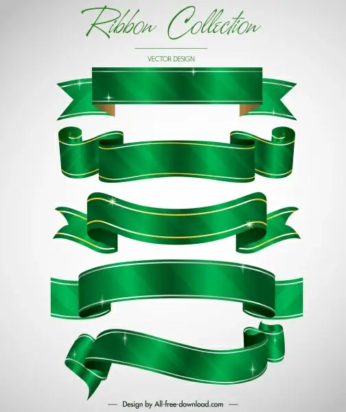 ribbon templates modern green 3d blank sketch