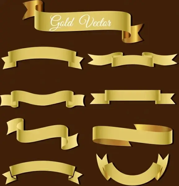 ribbons template collection 3d shiny golden design