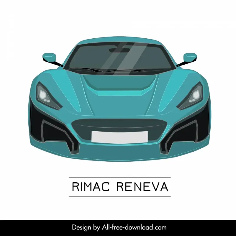 rimac reneva car model advertising template modern symmetric front view sketch
