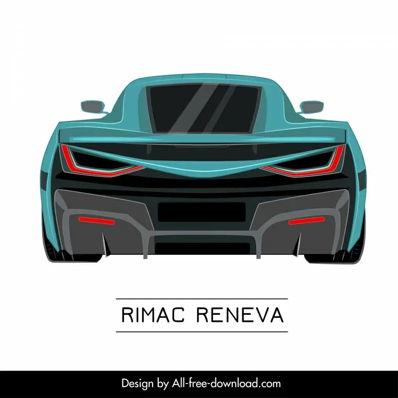 rimac reneva car model icon modern symmetric back view design 