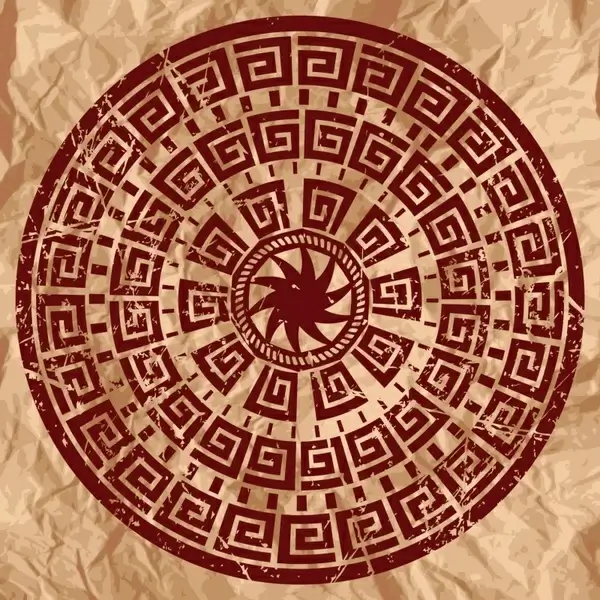 traditional ring disc pattern retro wrinkle paper sketch