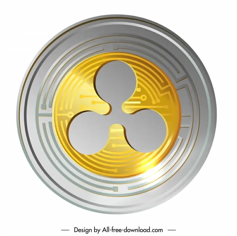 ripple coin sign icon shiny luxury golden design