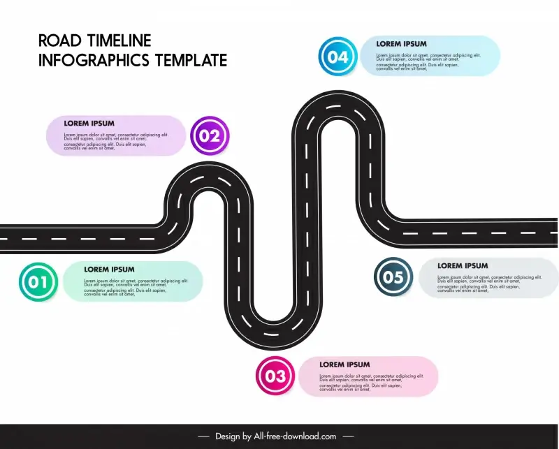 road infographic template flat modern contrast 