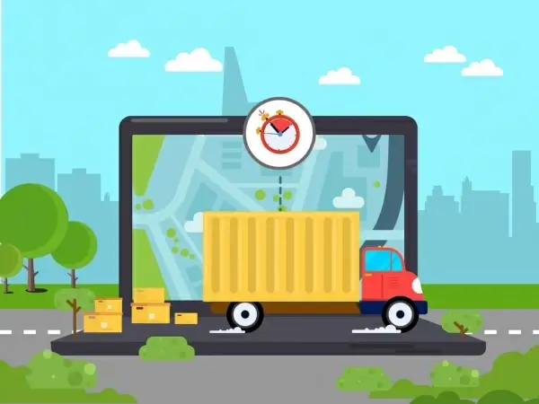 road logistics background truck screen freight icons