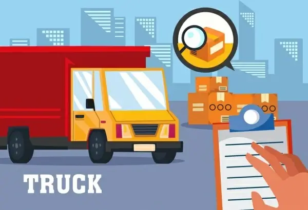 road shipping background truck checklist freight icons decor