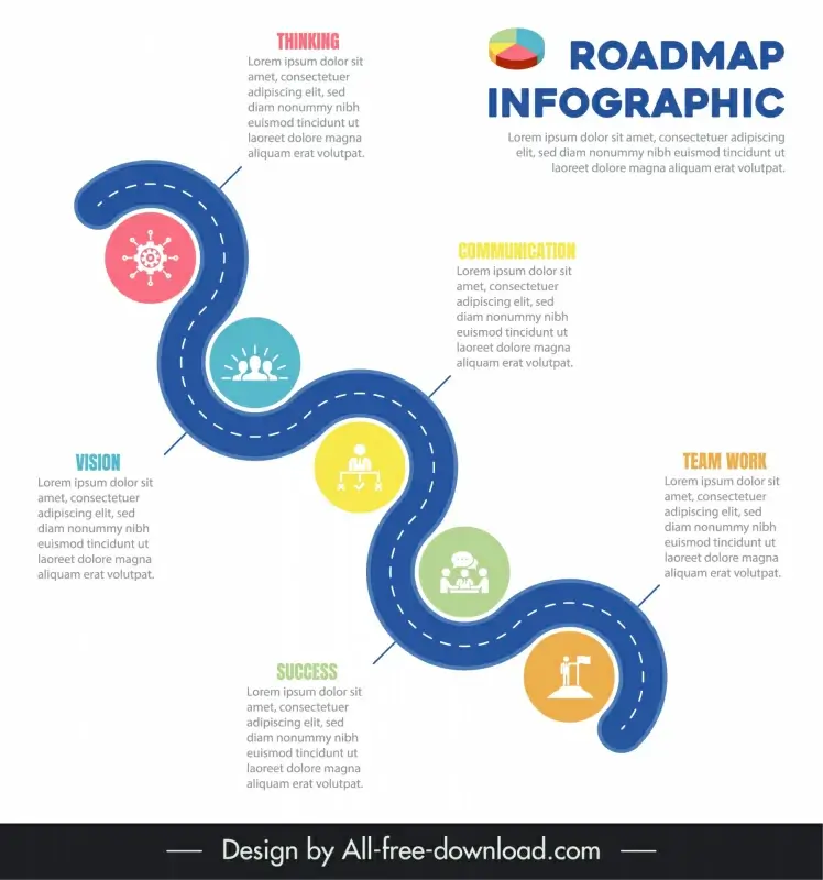 roadmap infographic template curves road circle ui