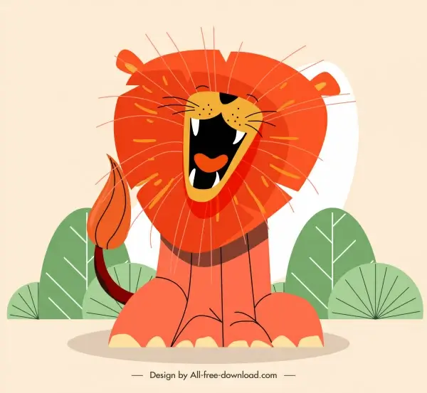 roaring lion painting colored handdrawn sketch