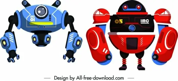 robot templates red blue modern design