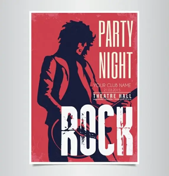 rock party banner singer silhouette dark red decor