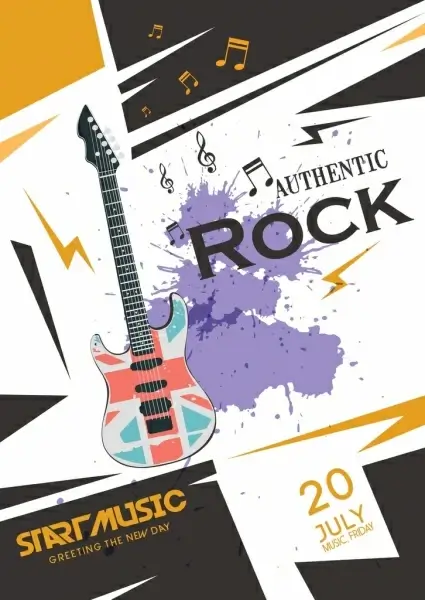 rock party poster violet grunge decoration guitar icon