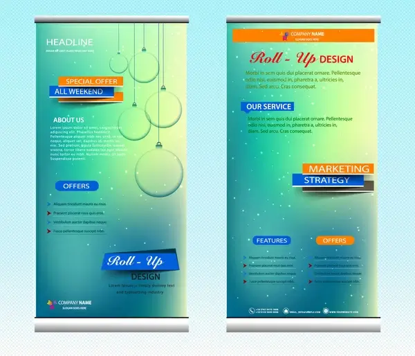 roll up banner design with stars sky background