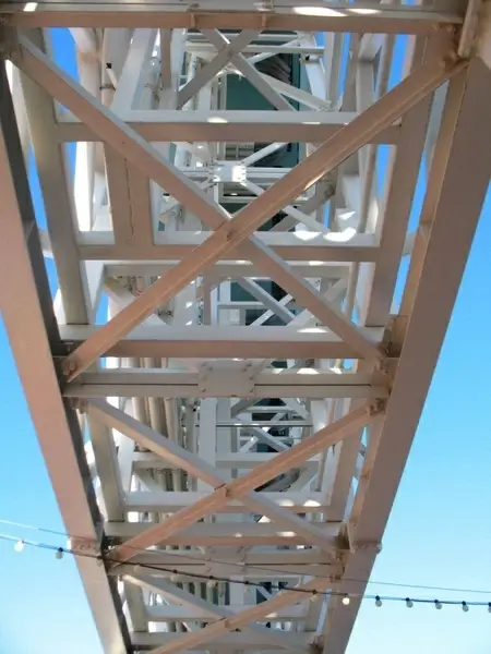 roller coaster track from below