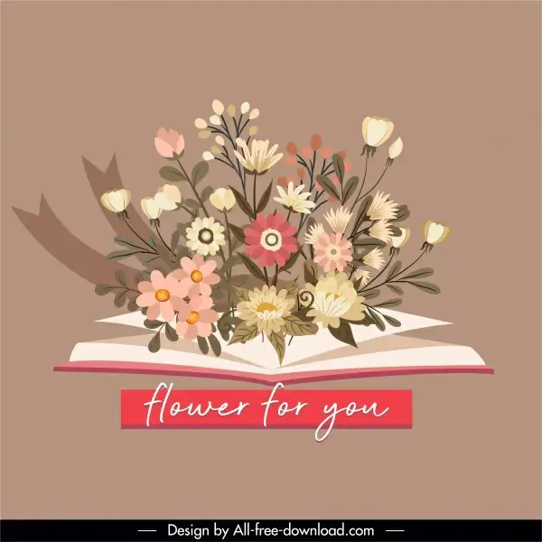 romance design element flowers book sketch