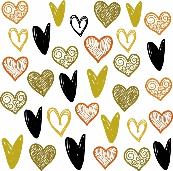romance love background heart icons handdrawn repeating design