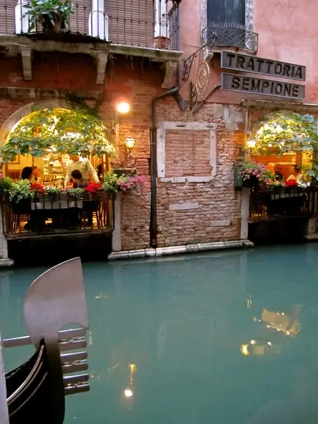 romantic canalside cafe
