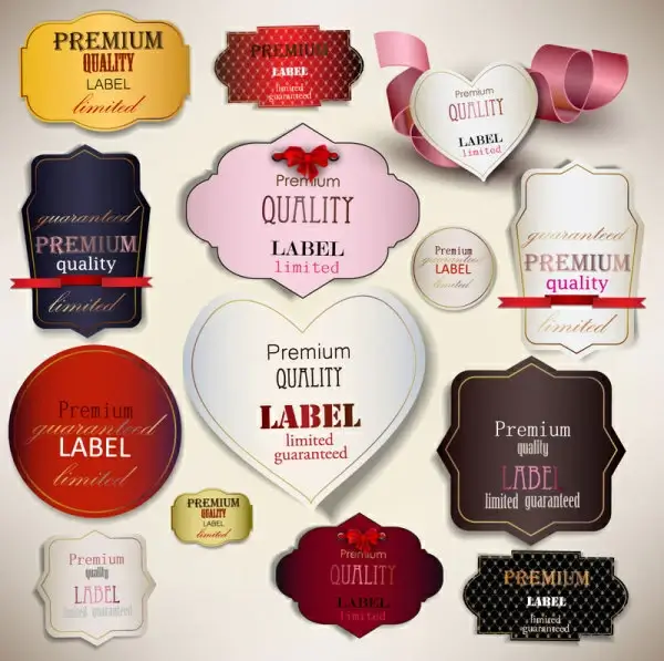 romantic elements labels vector