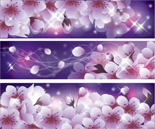 spring background templates sparkling design blooming flowers sketch
