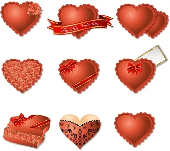 romantic heart-shaped gift box packaging vector