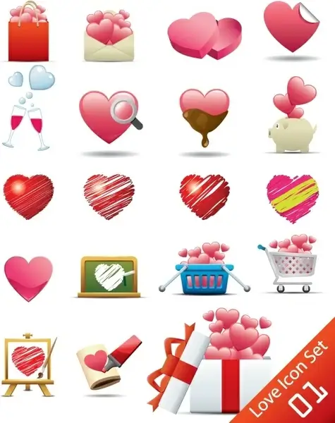 romantic heartshaped icon 02 vector