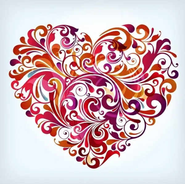valentine background colorful curves heart shape layout