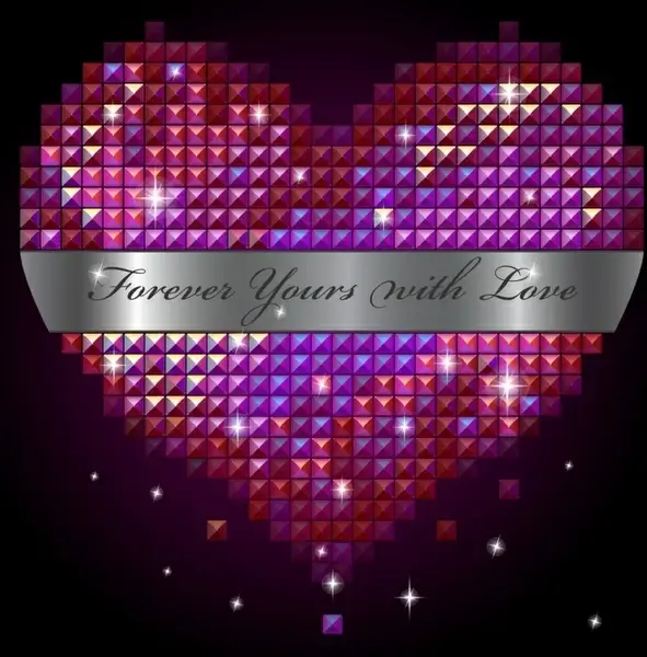 valentine background modern sparkling polygonal heart decor