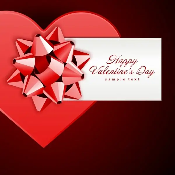 valentines banner elegant 3d red hearts knot decor