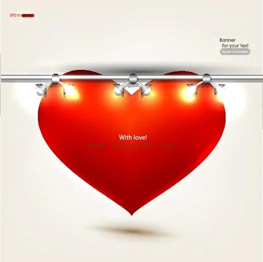 romantic valentine39s day heartshaped red spotlights vector