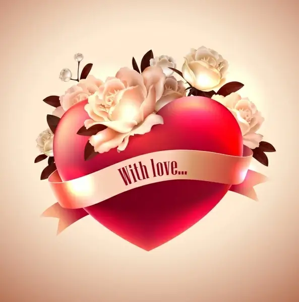 romantic valentine39s day heartshaped roses vector